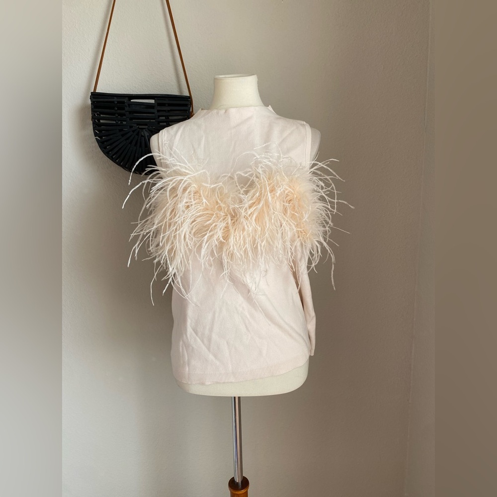 Melissa Nepton Anya Feather Sleeveless Top, Size Large